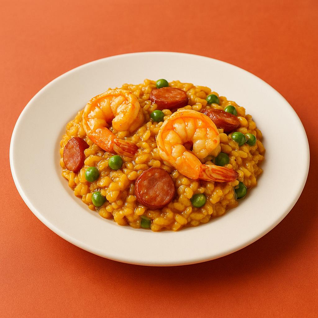 Prawn and chorizo Paella