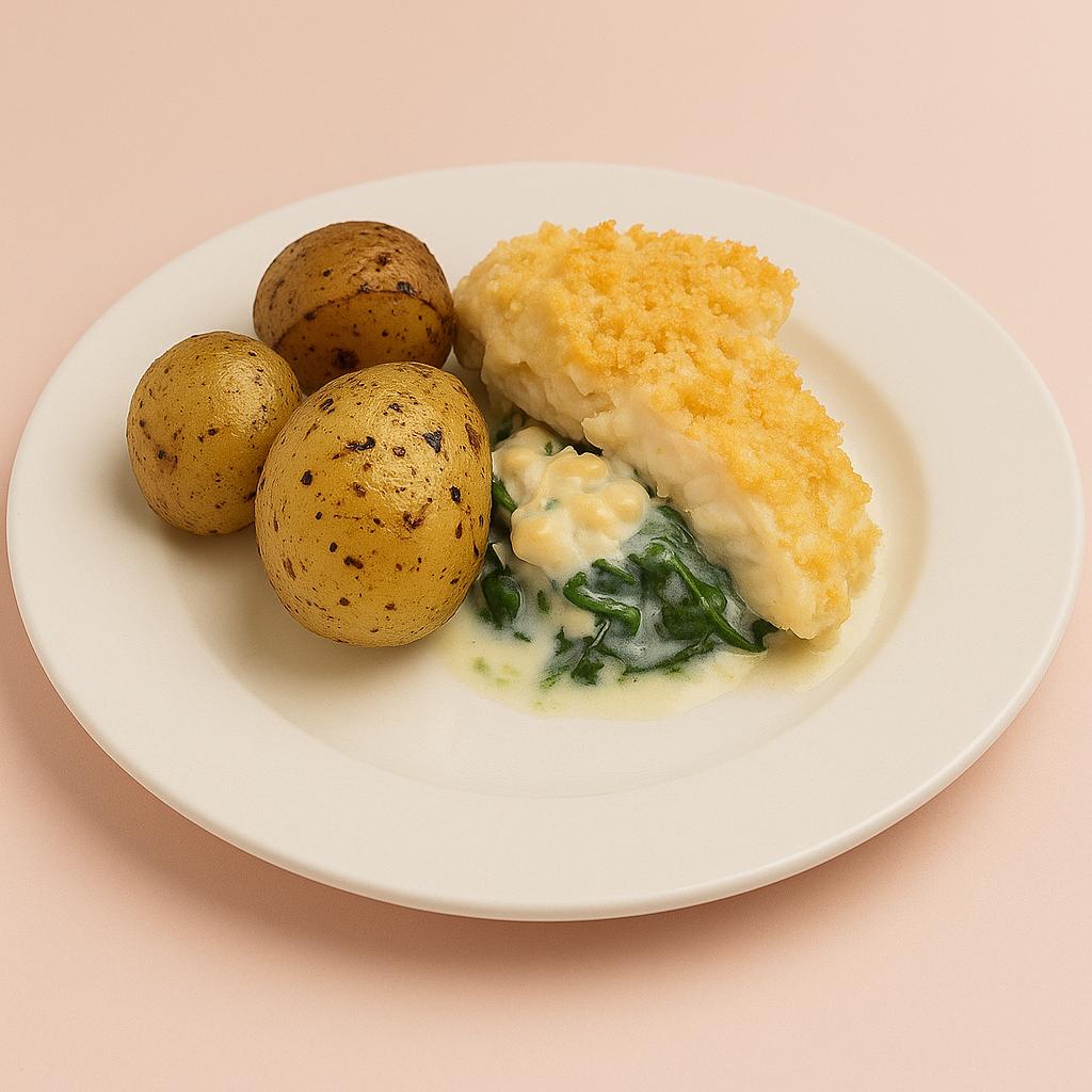 Smoked Haddock & Spinach Gratin with New Potatoes