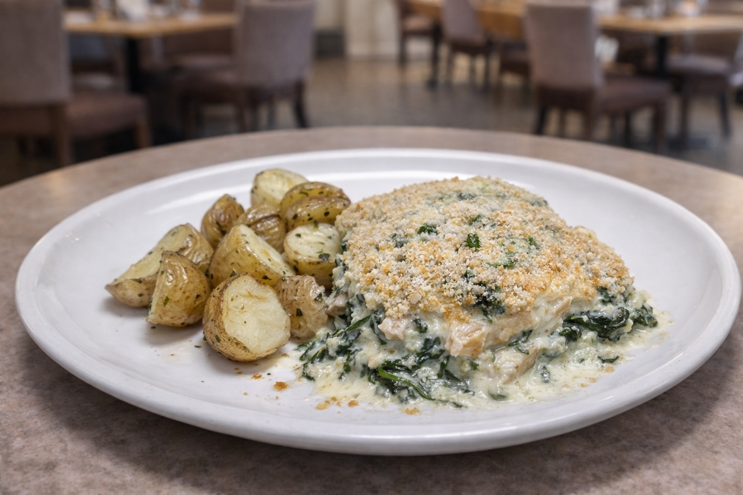 Smoked Haddock & Spinach Gratin with New Potatoes