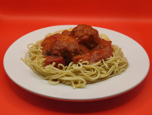 Beef Meat balls in tomato sauce and pasta