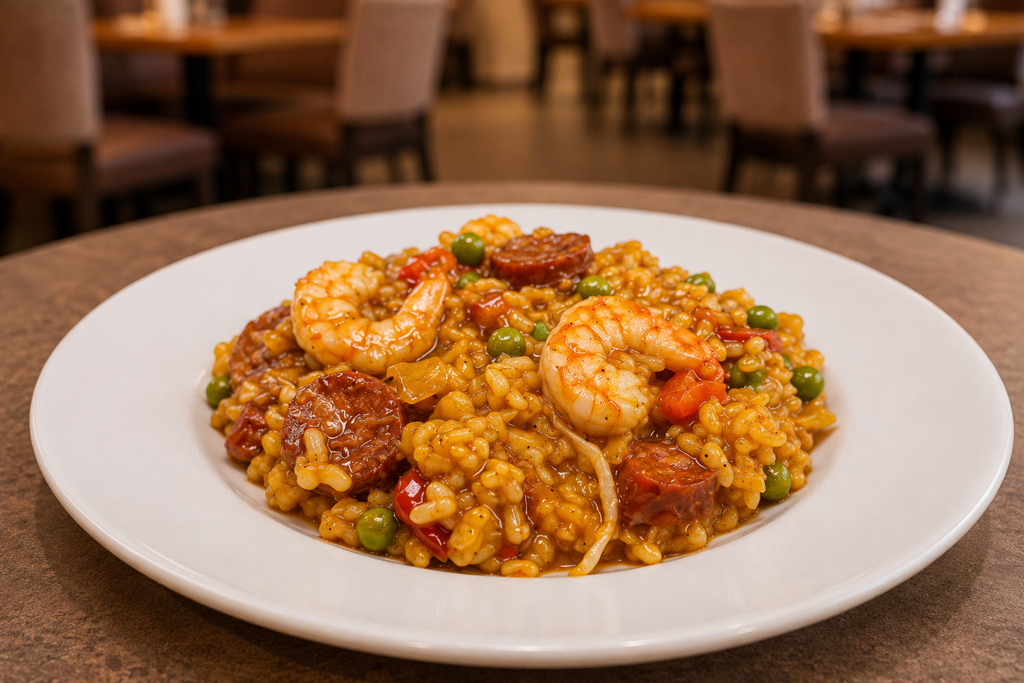 Prawn and chorizo Paella