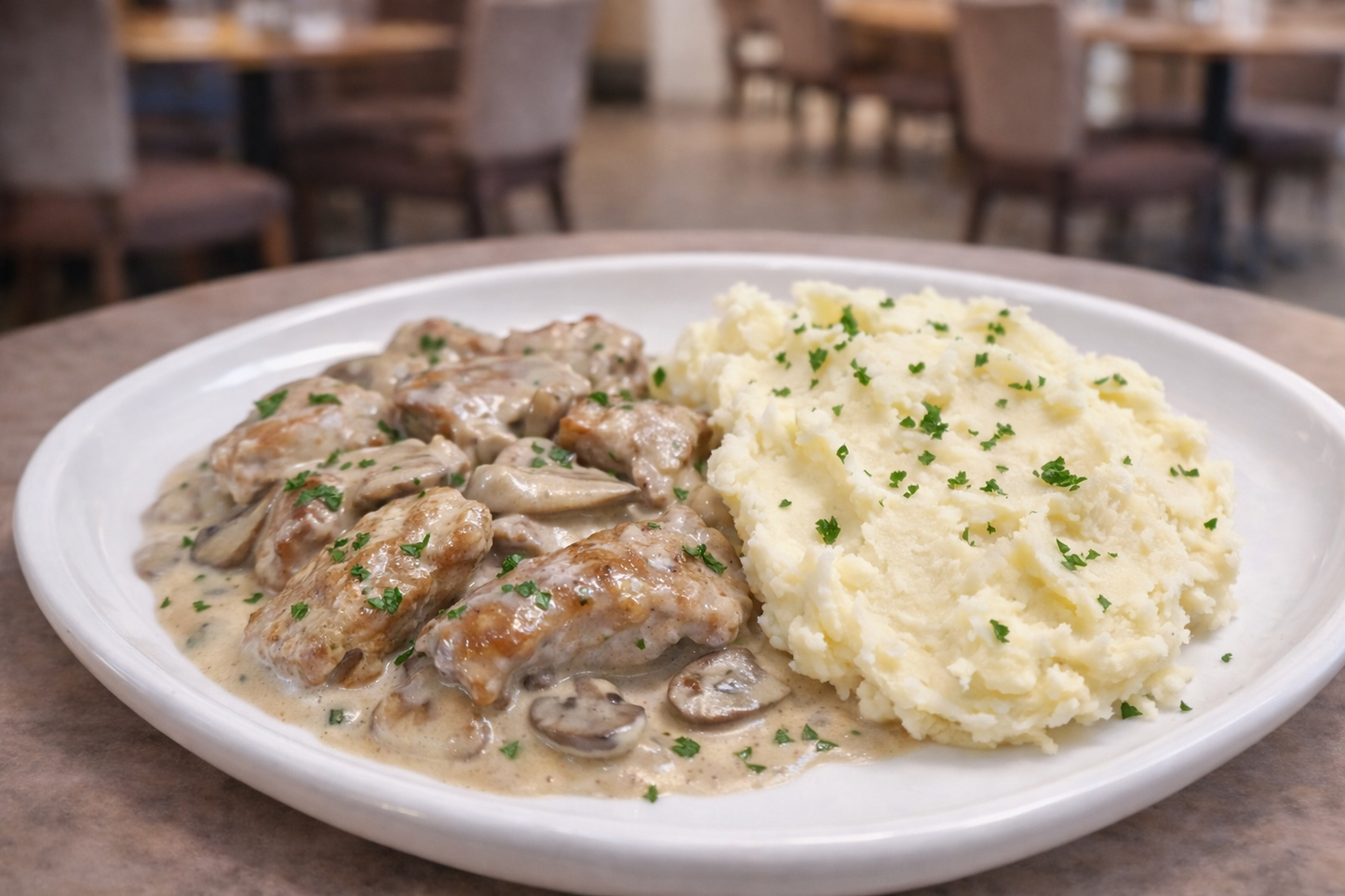 Pork in mushrooms sauce