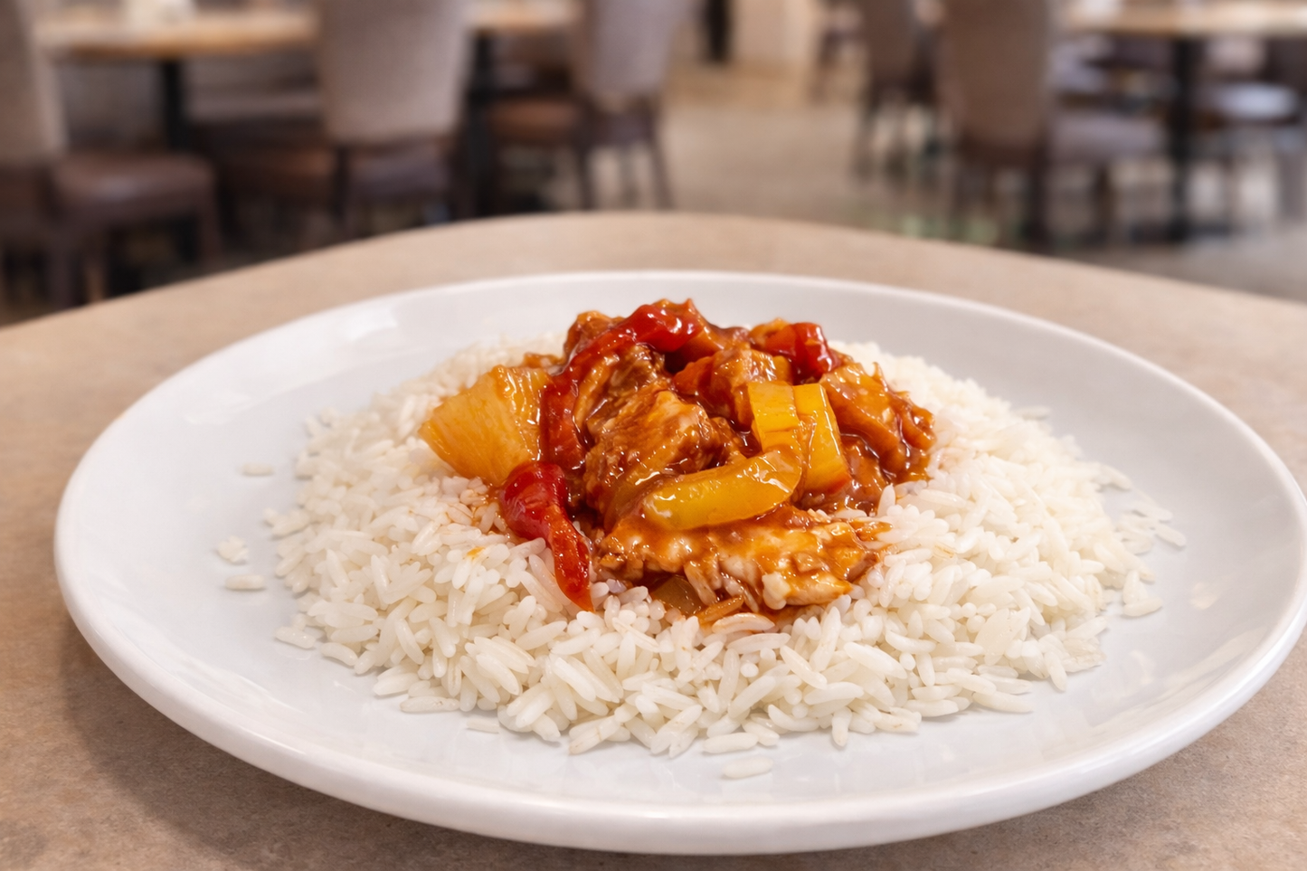 Sweet and Sour Chicken with rice