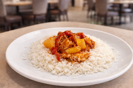 Sweet and Sour Chicken with rice